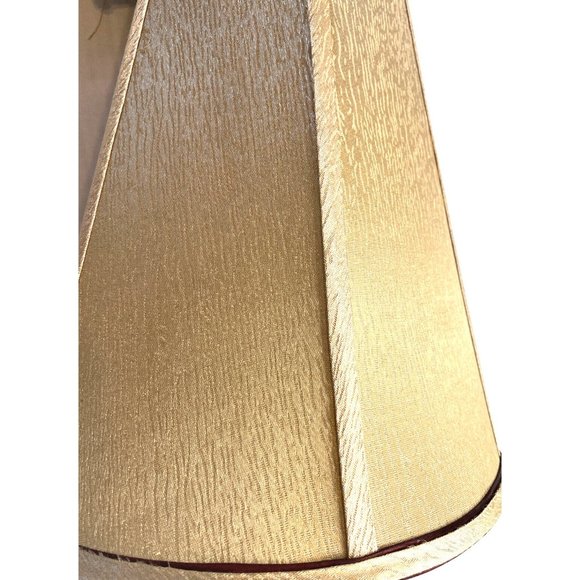 Vintage Golden Lampshade Horn Empire Tassels Red Ribbon Trim Luxury Home Lamps - Picture 7 of 8